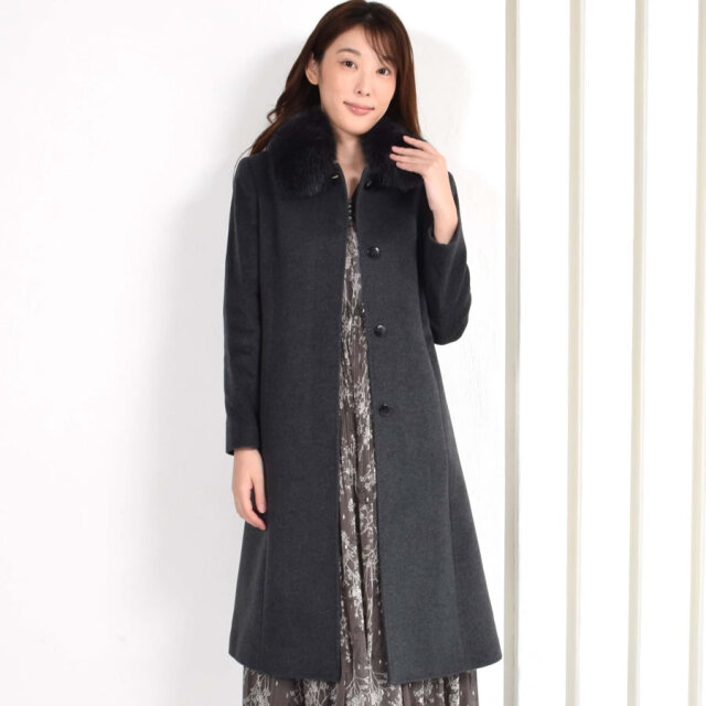 カシミヤコート カシミヤ100％コートフォックストリム レディース 婦人