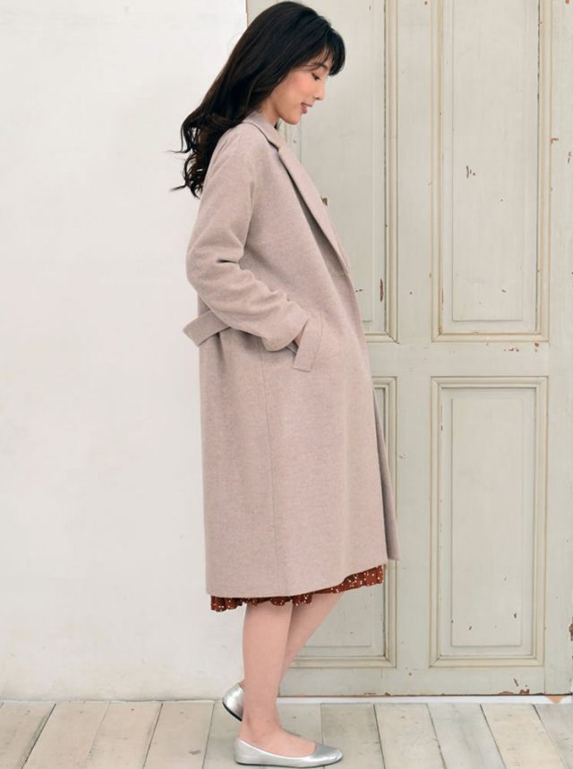 【25%OFF会員価格適用外】カシミヤ & ウール テーラーカラー コート (CA3062) レディースファション カシミヤコート