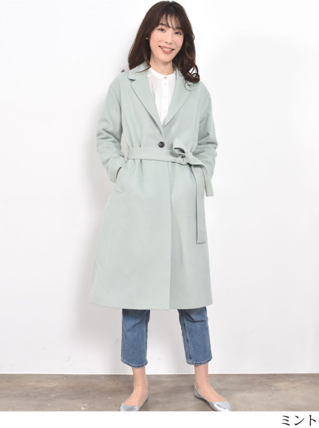 【25%OFF会員価格適用外】カシミヤ & ウール テーラーカラー コート (CA3062) レディースファション カシミヤコート