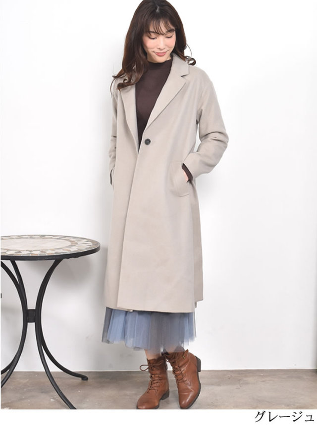 【25%OFF会員価格適用外】カシミヤ & ウール テーラーカラー コート (CA3062) レディースファション カシミヤコート