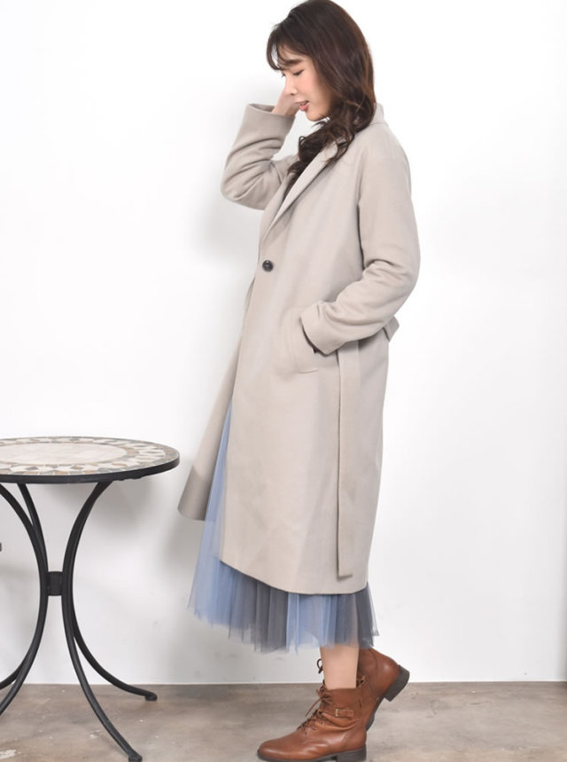 【25%OFF会員価格適用外】カシミヤ & ウール テーラーカラー コート (CA3062) レディースファション カシミヤコート