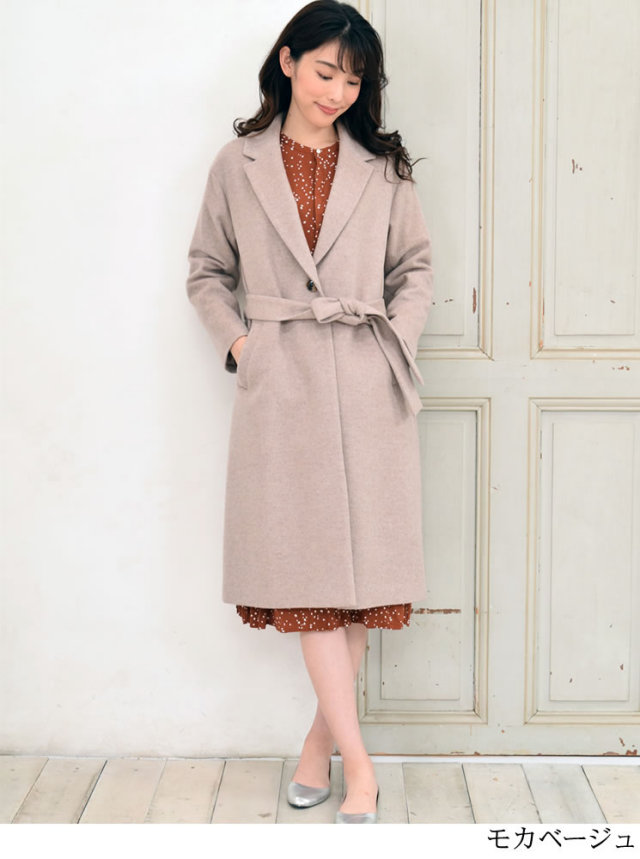 【25%OFF会員価格適用外】カシミヤ & ウール テーラーカラー コート (CA3062) レディースファション カシミヤコート