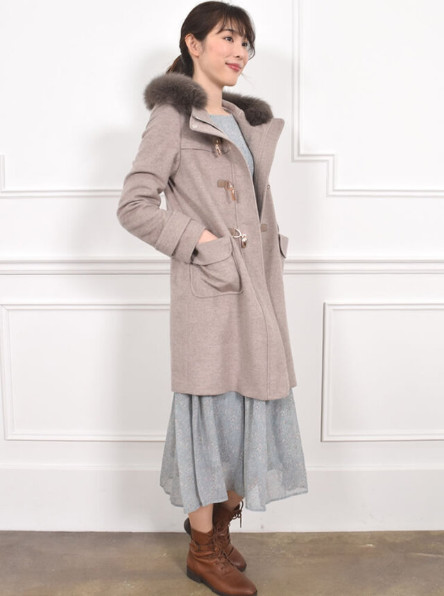 【30%OFF会員割引適用外】【Merfirge】カシミヤ & ウール ダッフル コート フォックス トリム (CA3301)