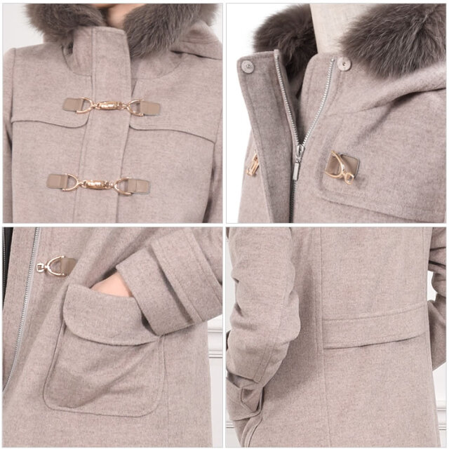 【30%OFF会員割引適用外】【Merfirge】カシミヤ & ウール ダッフル コート フォックス トリム (CA3301)