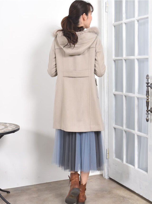 【30%OFF会員割引適用外】【Merfirge】カシミヤ & ウール ダッフル コート フォックス トリム (CA3301)