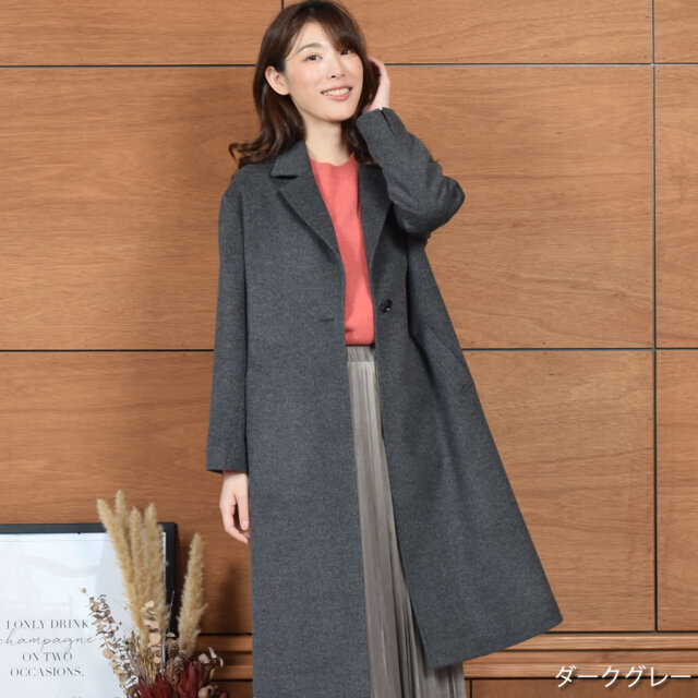 【25%OFF会員価格適用外】チェスターコート レディース 秋 冬 アウター カシミヤ ブレンド ウール ロング コート ロングコート シングル テーラード クリスマス ギフト プレゼント30代 40代 50代 60代(ca4025)