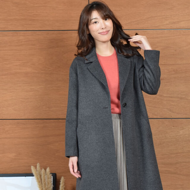 【25%OFF会員価格適用外】チェスターコート レディース 秋 冬 アウター カシミヤ ブレンド ウール ロング コート ロングコート シングル テーラード クリスマス ギフト プレゼント30代 40代 50代 60代(ca4025)