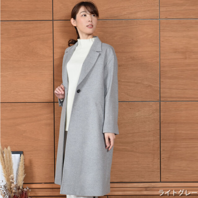 【25%OFF会員価格適用外】チェスターコート レディース 秋 冬 アウター カシミヤ ブレンド ウール ロング コート ロングコート シングル テーラード クリスマス ギフト プレゼント30代 40代 50代 60代(ca4025)