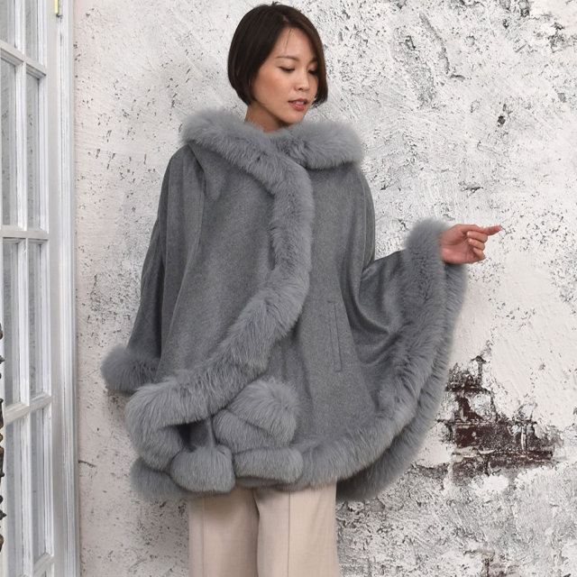 毛皮 波打ち フォックス カシミヤ ヒョウ柄 A785 ショール