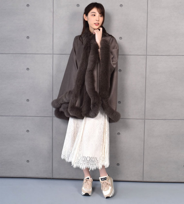 レディースファション カシミヤケープ