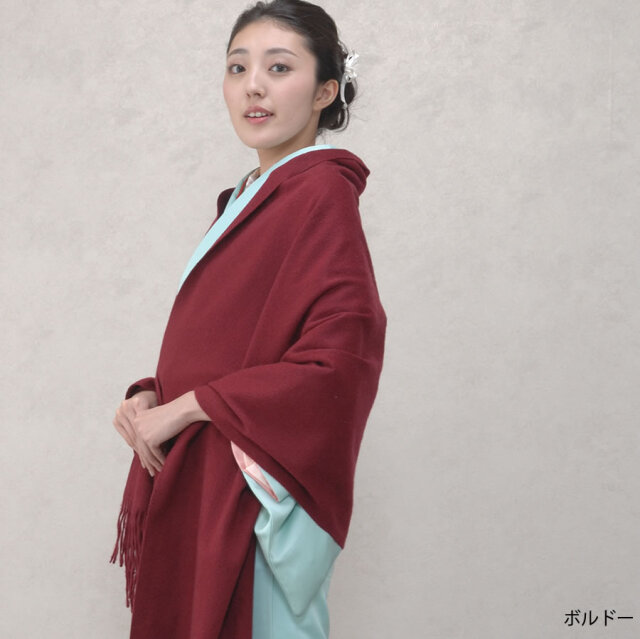 【25%OFF会員価格適用外】【名入れ刺繍可】カシミヤ 100% 厚手 ストール 大判タイプ 和装 (cs0055w)