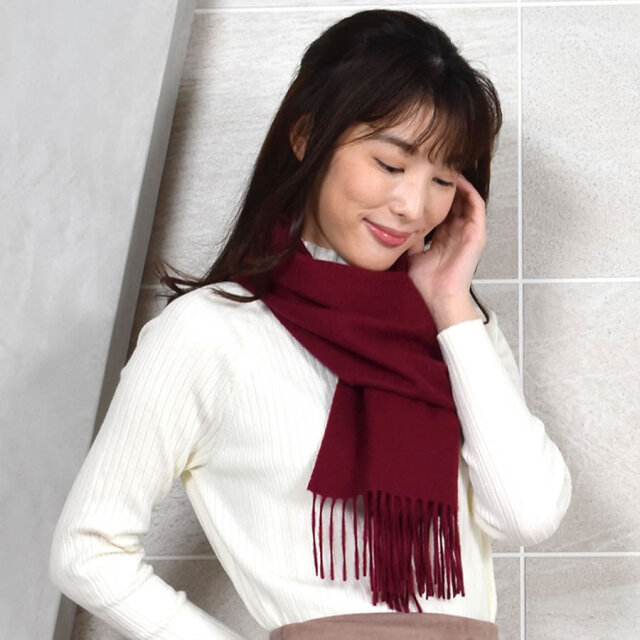 【25%OFF会員価格適用外】【名入れ刺繍可】カシミヤ 100% マフラー レディース カシミヤマフラー カシミアマフラー レディースマフラー 男女兼用 フリンジ(CS0099)