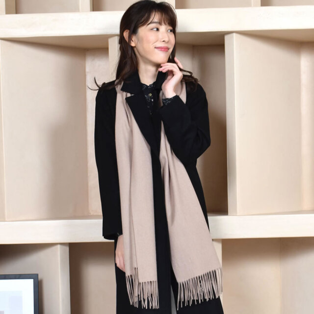 【25%OFF会員価格適用外】【名入れ刺繍可】カシミヤ 100% マフラー レディース カシミヤマフラー カシミアマフラー レディースマフラー 男女兼用 フリンジ(CS0099)