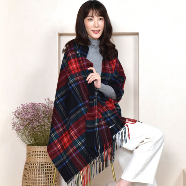 【25%OFF会員価格適用外】【名入れ刺繍可】カシミヤ 100% ストール 大判 チェック柄ストール 【200cm×60cm】(CS1066)