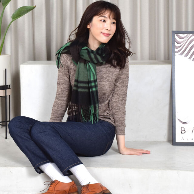 【25%OFF会員価格適用外】【名入れ刺繍可】カシミヤ 100% ストール 大判 チェック柄ストール 【200cm×60cm】(CS1066)