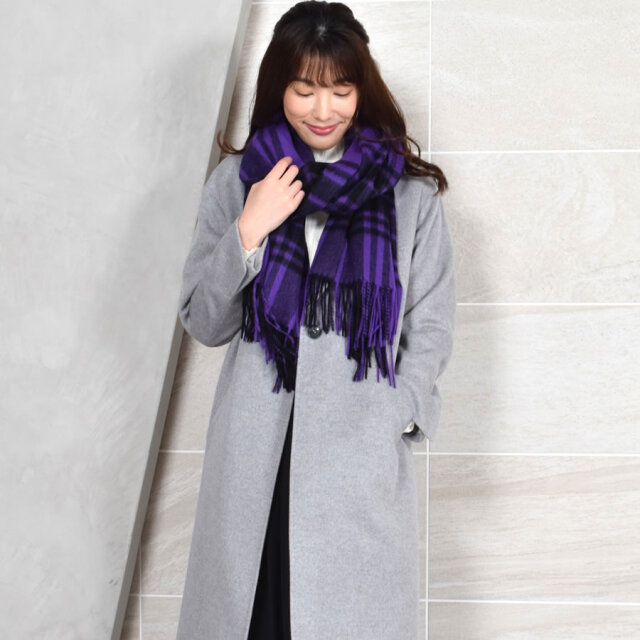 【25%OFF会員価格適用外】【名入れ刺繍可】カシミヤ 100% ストール 大判 チェック柄ストール 【200cm×60cm】(CS1066)