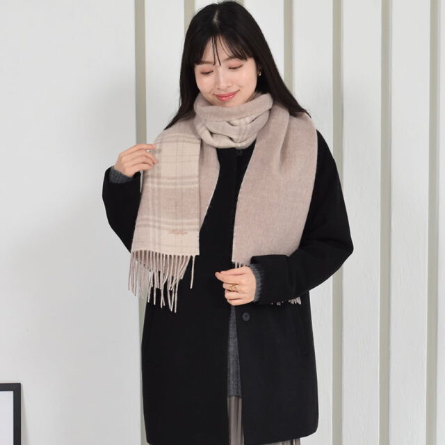 名入れ刺繍可】カシミヤ混ウールマフラー 両面 カシミヤブレンド