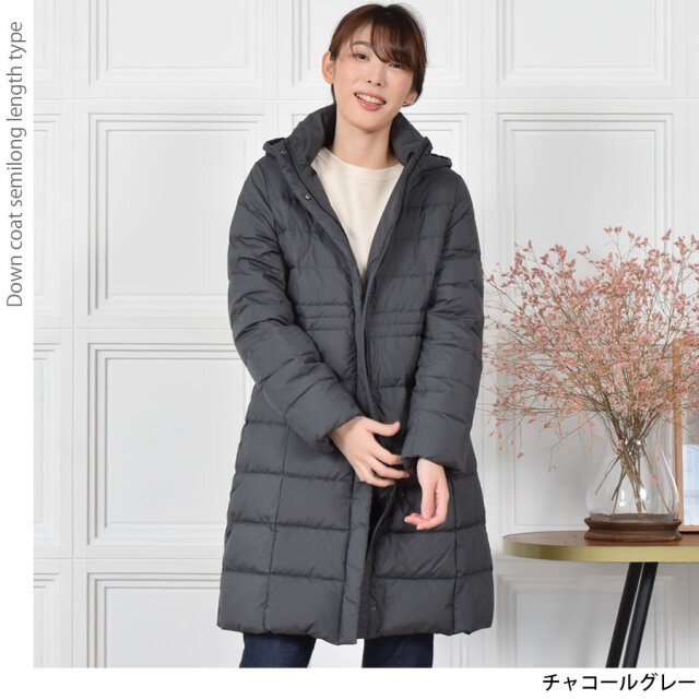 【30%OFF会員割引適用外】ダウンコート レディース ミディアム メルファージュ ダウン90% フード付き ダウン コート 自宅で洗えるダウン ロングコート ロング丈コート (d3161)