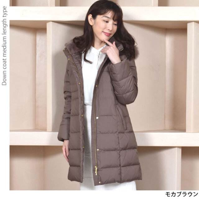 【30%OFF会員割引適用外】ダウンコート レディース ミディアム丈コート Merfirge ダウン90%(D3411)