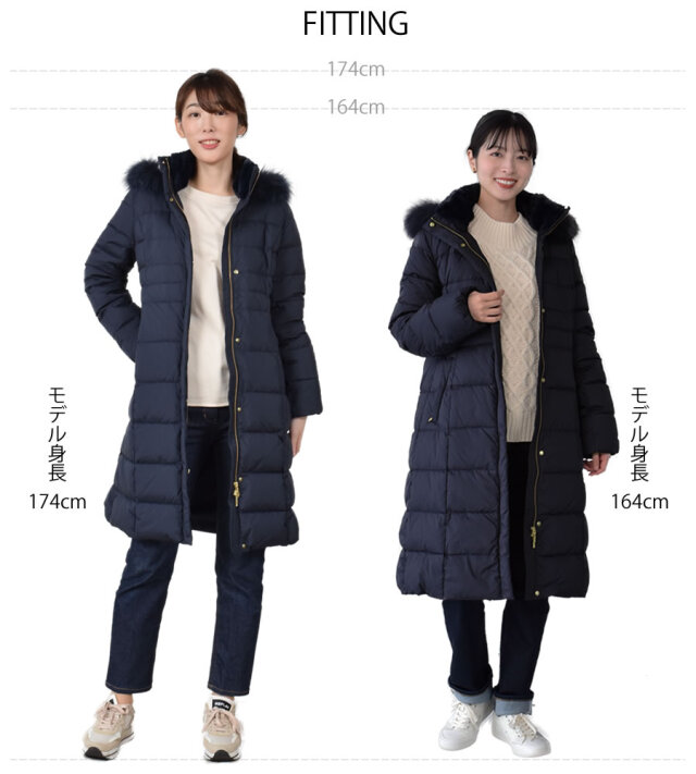 【30%OFF会員割引適用外】ダウンコート 【着丈約100CM】レディース セミロング Merfirge ダウン90% フォックス ファー フード付き (D3415)