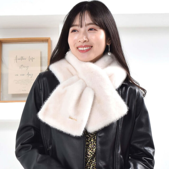 ミンク調 エコファー マフラー レディース スヌード フェイク ファー
