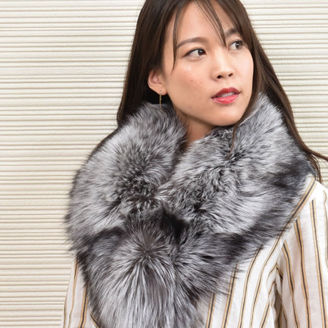 25％OFF会員価格適用外】ファー マフラー SAGA日本製シルバー 