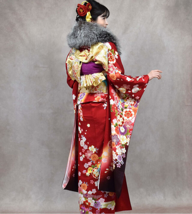 成人式 SAGA シルバー フォックス ファー ストール (FS9011s)(化粧箱付