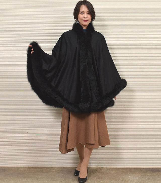 レディースファション カシミヤケープ