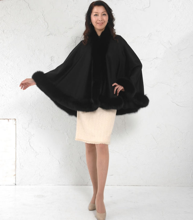 レディースファション カシミヤケープ