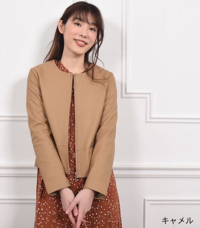 43％OFF】[Merfirge] 本革 ラム レザー ノーカラー ジャケット (KT7001