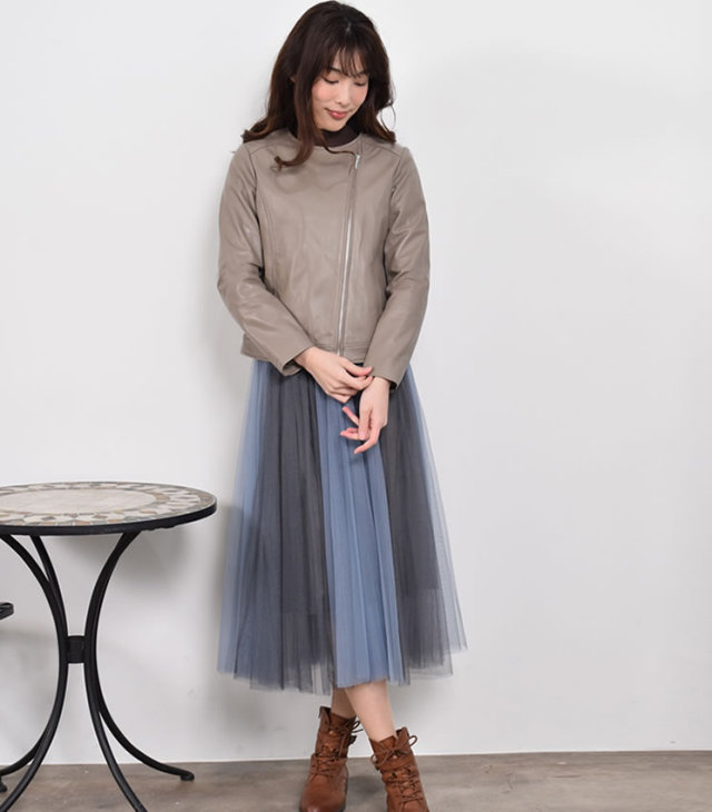 Merfirge] 本革 ラム レザー ノーカラー ライダース ジャケット