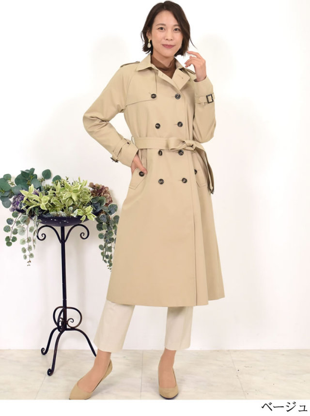 25％OFF】[Merfirge]【弱撥水加工】綿混 トレンチ ロング コート 裏地  