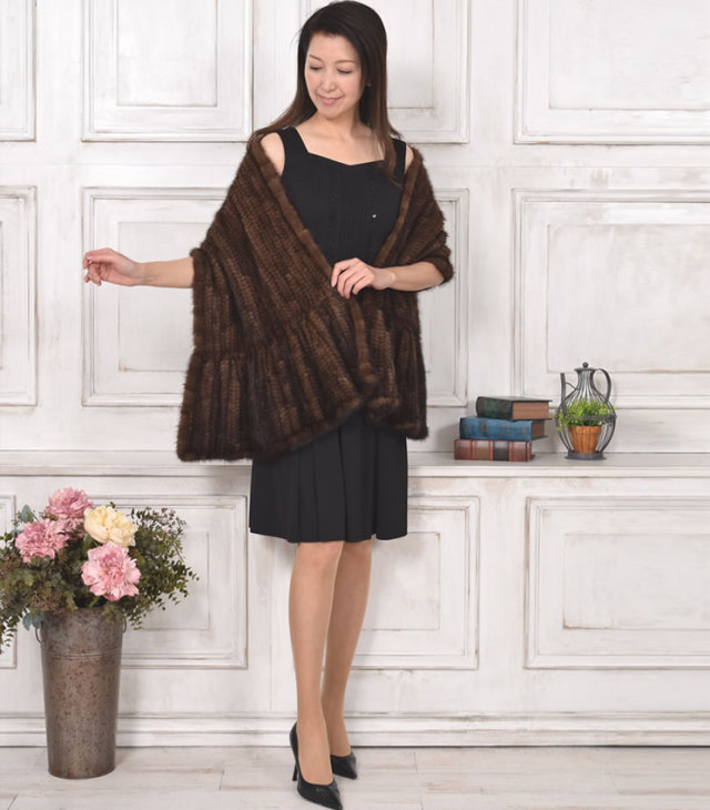 ミンク編みこみファーストール40cm幅（M9881） 