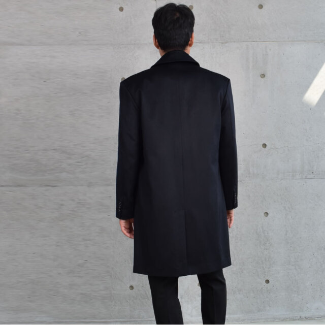 カシミヤ100％ メンズ ニーレングス ステンカラー コート (MCA2722