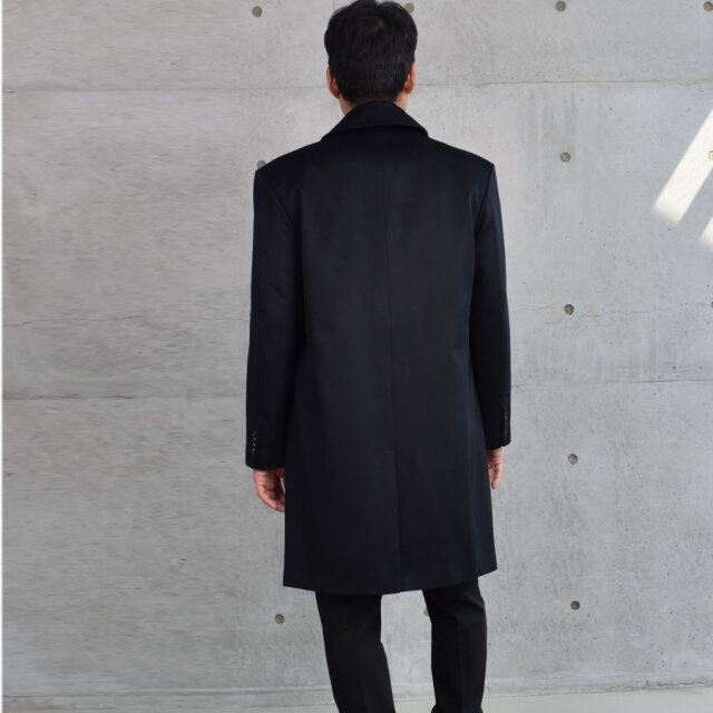 カシミヤ100％ メンズ ニーレングス ステンカラー コート (MCA2722