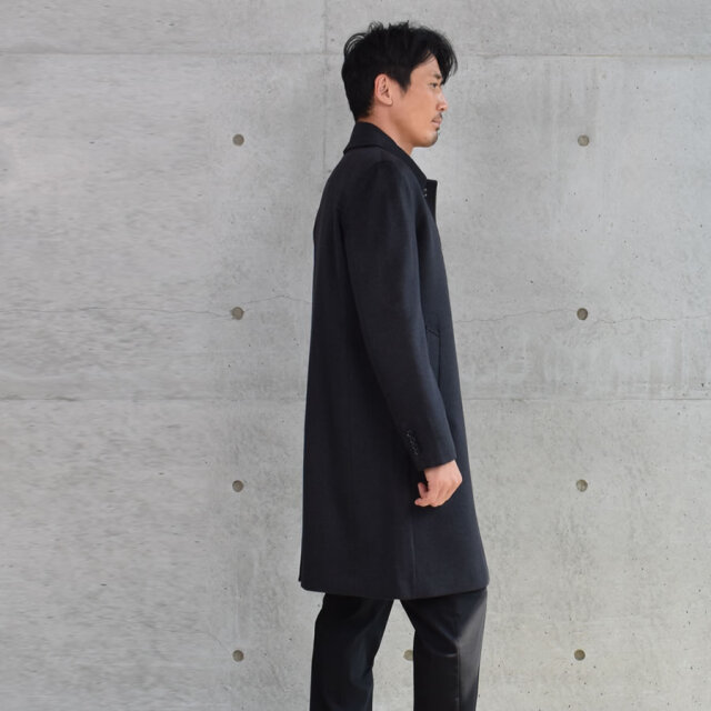カシミヤ100％ メンズ ニーレングス ステンカラー コート (MCA2722