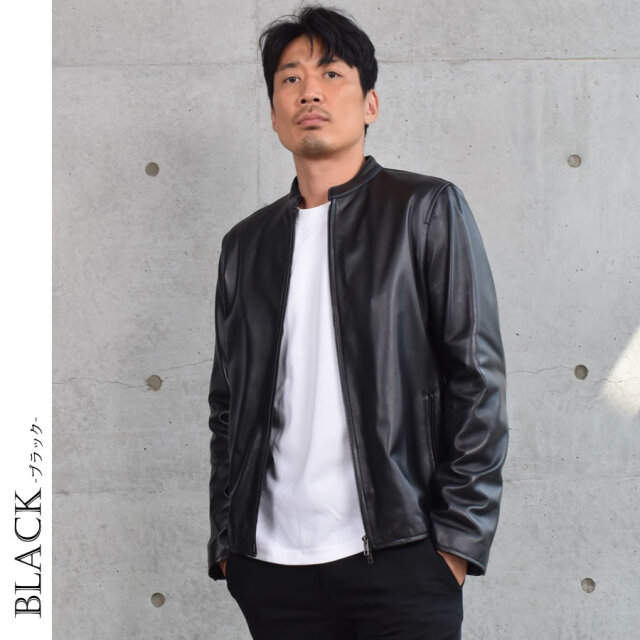 Merfirge]メンズ ラム レザー シングル ジャケット(MZR3965) 毛皮