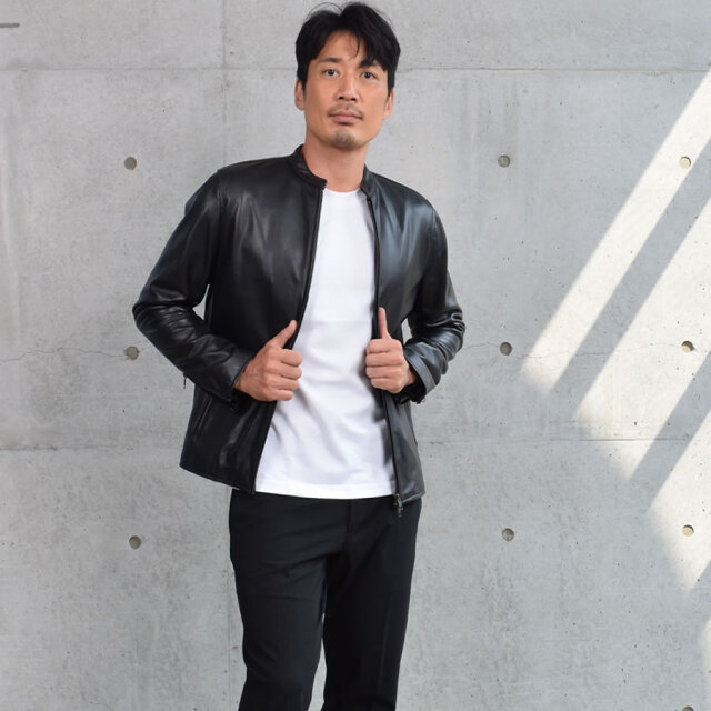 Merfirge]メンズ ラム レザー シングル ジャケット(MZR3965) 毛皮