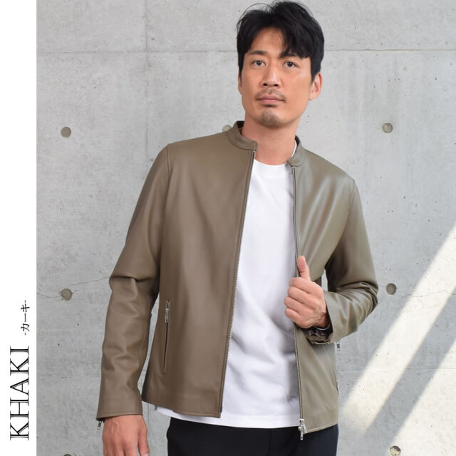 Merfirge]メンズ ラム レザー シングル ジャケット(MZR3965) 毛皮