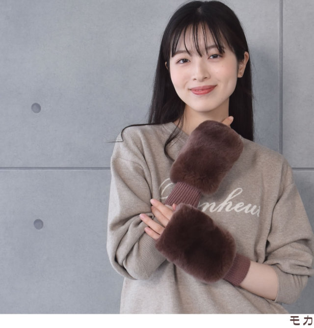 手袋 グローブ リアルファー レッキスラビット レディース ニット フリーサイズ 75736_1.jpg
