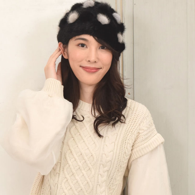 50％OFF会員価格適用外】ミンク帽子ミンクキャップミンク編みこみ 