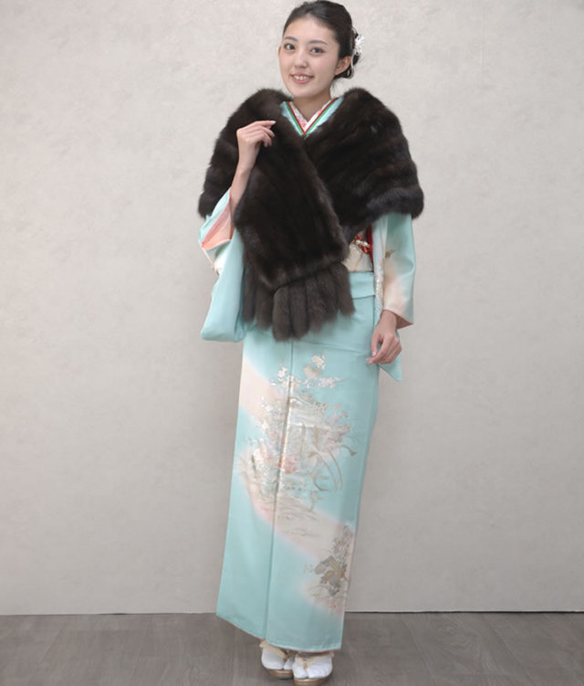 SOBOL】 ファーム ロシアン セーブル 大判 ストール 和洋兼用  