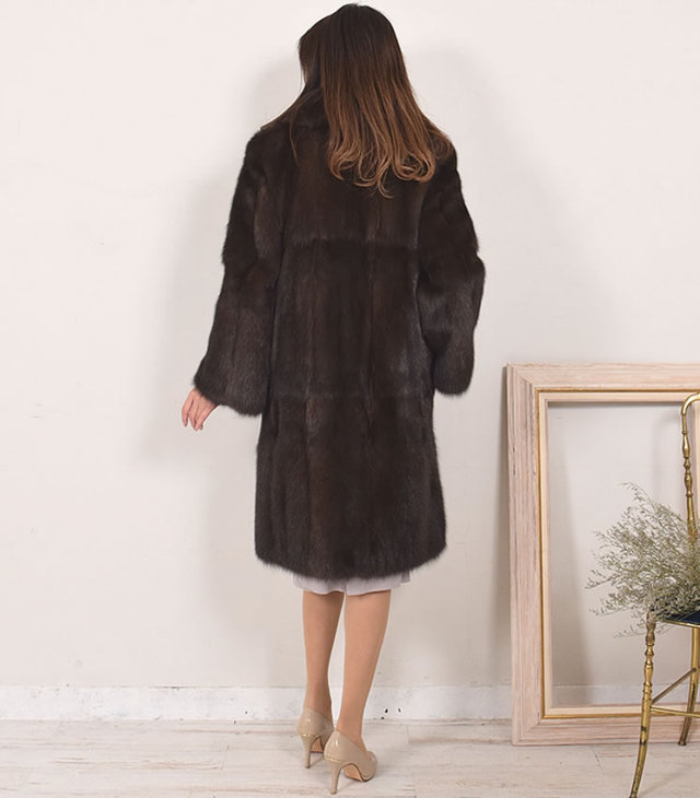 美品☆ロシアンセーブル☆FENDI カシミヤ ロングコート 現行タグ 黒貂  