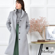 【30%OFF 会員価格適用外】カシミヤ & ウール スタンドカラー コート カシミア カシミヤ ウール ロングコート(CA2941)