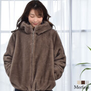 【35%OFF 会員価格適用外】エコファー ファージャケット ミンクライク ミンク調 フード付き 秋冬 フェイクファー ジャケット ファーコート ファスナー付き 立ち襟 アウター(ej2533)