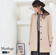 【20%OFF 会員価格適用外】[Merfirge]ステンカラーコート 裏地 チェック柄 【花粉対策・弱撥水加工】(lc3169)