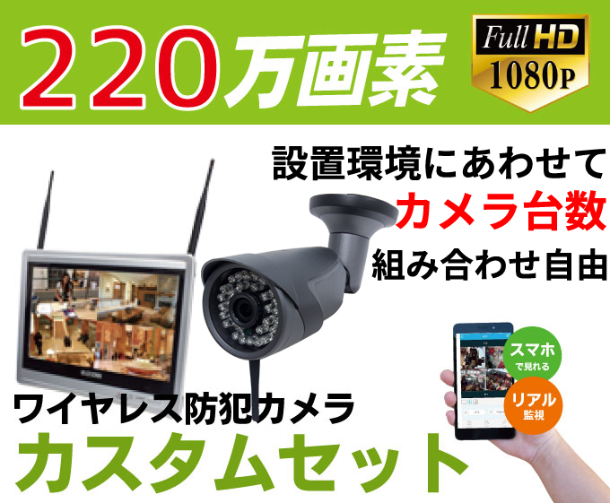 防犯カメラ ワイヤレス 2万画素 ワイヤレス防犯カメラ Wi Fi環境対応 台数自由 1