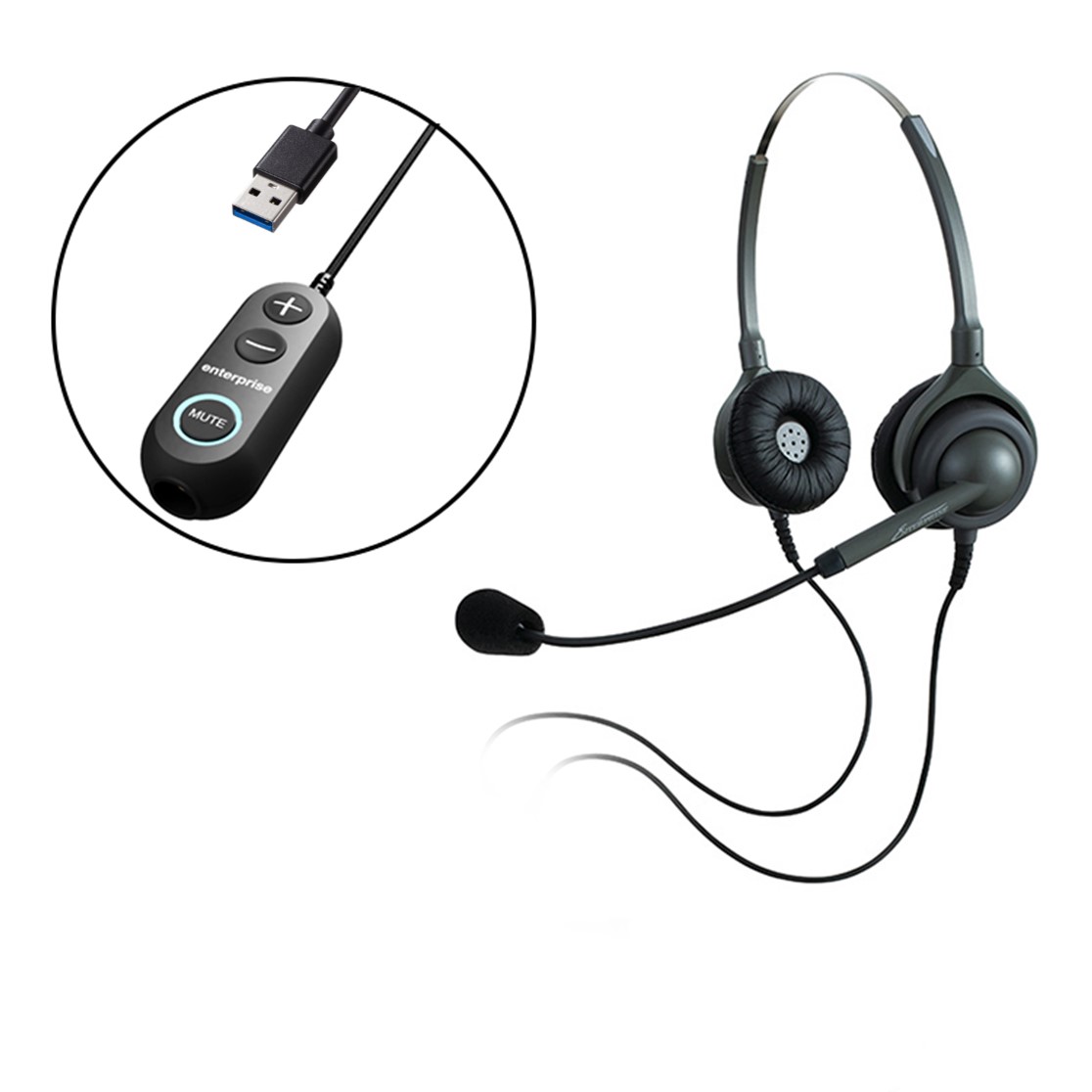 エンタープライズ製（日本製） USBノイズゲートヘッドセットパック両耳タイプ　ND86S接続コード（分離型） EN2-M(OG)-ND86S