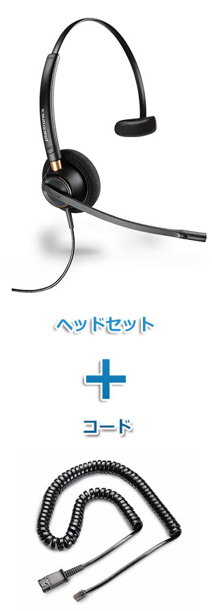 Plantronics（プラントロニクス）Poly ヘッドセット(特定電話機用 HW510・26716-01 QD/モジュラー　標準カールコードセット)