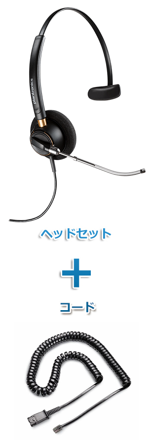 Plantronics（プラントロニクス）Poly ヘッドセット(特定電話機用 HW510V・26716-01 QD/モジュラー　標準カールコードセット)
